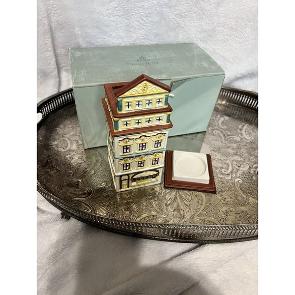 NIB! PartyLite Cafe Amsterdam Tealight House 2 Pc P8275 Hand Painted Porcelain - Picture 4 of 8